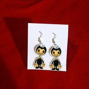 Handmade Laminate Cartoon Bendy Batim Earrings